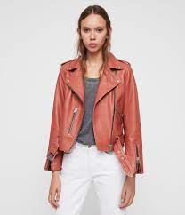 Womens Balfern Leather Biker Jacket Vintage Pink Image 1 Leather Jackets Women Jackets For Women All Saints Leather Jacket