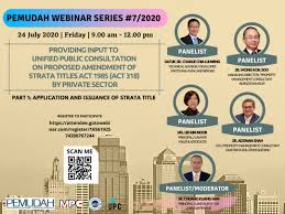 Strata titles act 1985 provides provision for the subdivision of building or land of shared properties. Malaysia Productivity Corporation A Twitter Let S Join Pemudah Webinar Series 7 2020 Providing Input To Unified Public Consultation On Proposed Amendment Of Strata Titles Act 1985 Act 318 By Private Sector Part 1