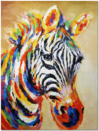 Hand Painted Impressionist Zebra Painting On Canvas Etsy Zebra Painting Animal Paintings Colorful Animal Paintings