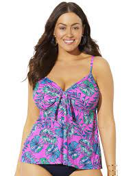 Swimsuitsforall Swimsuits For All Women S Plus Size Margarita Tankini Sets Walmart Com Underwire Tankini Underwire Tankini Tops Tankini