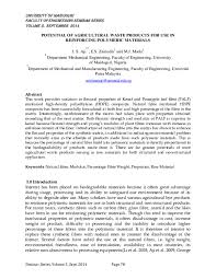 Relatively low growth rate (compared to lacks investors & attitude problems other sector) a. Pdf Potential Of Agricultural Waste Products For Use In Reinforcing Polymeric Materials Aji Suleiman Academia Edu