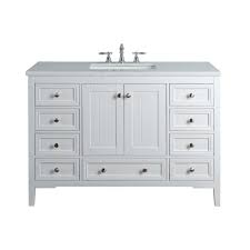 Stufurhome New Yorker 48 In White Single Sink Bathroom Vanity With Marble Vanity Top And White Basin Hd 1616w 48 Cr The Home Depot Single Sink Bathroom Vanity Bathroom Sink Vanity White Vanity Bathroom