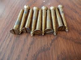 10 12 Flat Head Solid Brass Wood Screws Straight Slot Etsy Wood Screws Brass Wood Flat Head