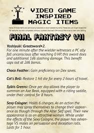 I have just uploaded alternate falling damage to the downloads area. Video Game Inspired Magic Items Final Fantasy 7 Oc Dnd