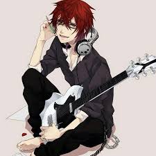 Black And White Anime Boy With Guitar 