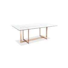 The Kendra Dining Table Has A Unique Geometric Base Polished In Rose Gold Stainless Steel Dining Table Gold Modern Glass Dining Table Modern Dining Table
