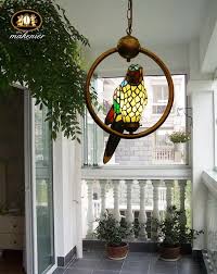 Tiffany Bird Light Glass Hand Made Retro Parrots Bird Lamp Hanging Lamp Pendant Lamp Stained Glass Hanging Pendant Lamp Hanging Lamp