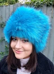 Buy Aqua Blue Luxury Long Pile Faux Fur Hat- Polar Fleece Lining-fur  Hat-fake Fur Hat-winter Hat-long Fur Hat-cossack Hat-blue Fur Hat Online in  India