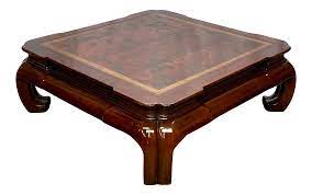 Wood eatting tray table on wheel $64.95. Vintage Drexel Heritage Ming Treasures Leather Inlay Coffee Table Chairish