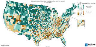 Percent Full Service Vs Fast Food Restaurants By U S County Vivid Maps Fast Food Restaurant Fast Food Percents