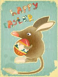 Retro Vintage Card With Easter Australian Bilby Vintage Cards Easter Bilby Easter Poster