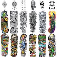 Mandalas are an undeniably beautiful subject for tattoos, as evidenced by this woman's sleeve. Amazon Com Full Arm Temporary Tattoo 18 Sheets Konsait Extra Temporary Tattoo Black Tattoo Body Stickers For Man Women Beauty Personal Care