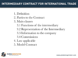 Intermediary Contract For International Trade Contract Template And Sample By Global Negotiator Via Slideshare Contract Template Model Contract Business