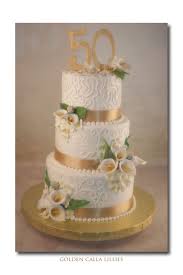 50th Wedding Anniversary Cake Calla Lilies Hydrangea And Eaves Are Gumpa 50th Anniversary Cakes 50th Wedding Anniversary Cakes 50th Wedding Anniversary Party