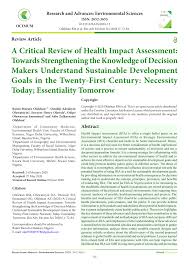 The opportunity for meaningful employment is essential to not only an individual's economic security but also their physical and mental health, . Pdf A Critical Review Of Health Impact Assessment Towards Strengthening The Knowledge Of Decision Makers Understand Sustainable Development Goals In The Twenty First Century Necessity Today Essentiality Tomorrow