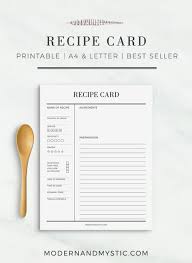 Recipe Card Printable Recipe Cards Us Letter Half Letter Etsy Binder Recipe Book Recipe Cards Template Recipe Cards