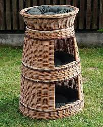 wicker willow round 3 tier bunk baskets bed for pet cat kitten dog with cushions beds cat supplies cat basket cat bed dog furniture