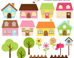 Houses Clipart Set Clip Art Set Of Houses Bright Houses Etsy House Clipart Clip Art Art Set