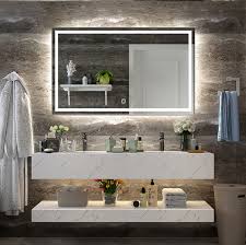 Largest online range of bathroom vanity mirrors to suit the latest styles and trends. Diyhd Wall Mount Led Lighted Bathroom Mirror Vanity Defogger Square Lights Touch Light Mirror Led Mirror In Shop Customized Led Mirrors In India