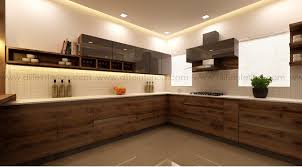 Modern Kitchen With Wood Grain Finish Kitchen Interior Modern Kitchen Units Modern Kitchen Design