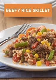 Beefy Rice Skillet Recipe Recipes Ground Beef Recipes Beef Dishes