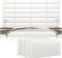 Vänt Upholstered Wall Panels - Queen/Full Size Wall Mounted Headboards -  Vintage Leather White Dove - Set of 4 Panels (Each Individual Panel ...