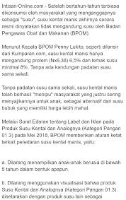 bpom resmi nyatakan susu kental manis tak mengandung susu