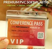 Name Tags Plastic 50 Pack Horizontal ID Badge Holders - Extra Thick 0.8mm  PVC Card Holders With Soft Edges PVC Badge Sleeves