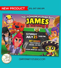The map outside of the maze is flooded with lakes and has bushes in each corner. Brawl Stars Birthday Invitation Birthday Invitations Star Birthday Party Star Party