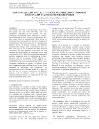Pdf Managing Quality And Lead Time Uncertainties Using Component Commonality In A Production Environment