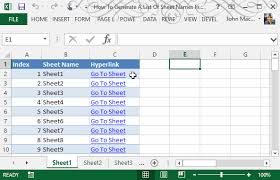 Here is the code i wrote: How To Generate A List Of Sheet Names From A Workbook Without Vba How To Excel