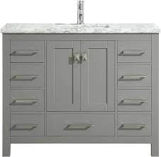 Medicine cabinetsmodern, flat mirror, electric outlets, night light, defogger. Buy Eviva London 48 X 18 Inch Gray Transitional Bathroom Vanity With White Carrara Marble Countertop And Undermount Porcelain Sink Online In Indonesia B076zylh2c