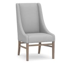 Milan Slope Upholstered Dining Armchair Pottery Barn Upholstered Dining Side Chair Side Chairs Dining Dining Arm Chair
