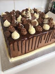 Rectangle Shape Heart Shape Happy Birthday Chocolate Cake Chocolate And Vanilla 10 Inch Square Drip Cakeeeee Chocolate Cake Decoration Yummy Cakes Candy Cakes