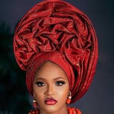 Autogele Headtie for Wedding and Special Events. Olive Green Color Aso Oke 