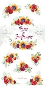 Luca clipart png digital download, 100+ png shirts birthday invitation decor transparent background disyneplus 4.5 out of 5 stars (807) Roses In Sunflowers Watercolor Bouquets Autumn Clipart Red Etsy Watercolor Sunflower Autumn Tattoo Sunflowers And Roses