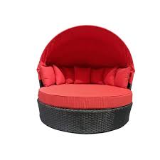 Cheap outdoor daybed ukzn learn. Wd Patio Tao Ii Wide Outdoor Daybed With Umbrella Black And Red Wd Taoii5403 Bl Rona