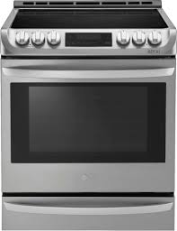 If your oven is cool, then you may have child lock turned on or need to power cycle the range to unlock the door. Lg 6 3 Cu Ft Self Cleaning Slide In Electric Range With Probake Convection Stainless Steel Lse4613st Best Buy