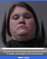 An Aramark supervisor who was working in the Pendleton Correctional  Facility was arrested after she allegedly had sex with multiple inmates.  More here:  https://fox59.com/news/indycrime/docs-prison-service-provider-had-sex-with-inmates-in-cooler/