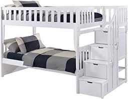 Bunk beds with stairs for easy access to top bunk. Amazon Com Night Day Furniture Peppermint Stair Bunk Bed Twin White Furniture Decor