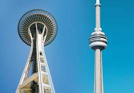 Seattle space needle poster, seattle wall decor print, space needle art, one line draw, minimalist art, travel poster art, home decor poster simplelinedraw. Seattle S Space Needle Toronto S Cn Tower