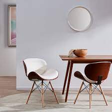 Enjoy free shipping on most stuff, even big stuff. Upholstered Leather Dining Room Accent Chairs Set Of 2 White Midcentury Dining Chairs By Onebigoutlet Houzz