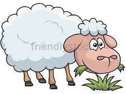 Happy Sheep Eating Grass Cartoon Vector Clipart Friendlystock Cartoons Vector Clip Art Sheep