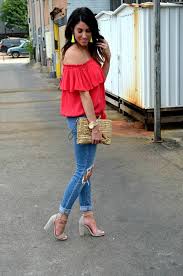 Off The Shoulder Top Spring Style Summer Style Off Shoulder Tops Off The Shoulder Top Outfit Shoulder Tops Outfit Red Off Shoulder Top