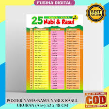 25 nabi dan rasul yang wajib di yakini oleh umat islam: Poster Nama Nabi Rasul Shopee Indonesia