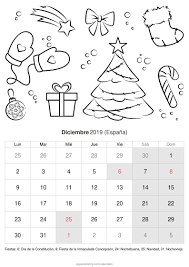 Calendario Diciembre 2019 Para Imprimir Espana