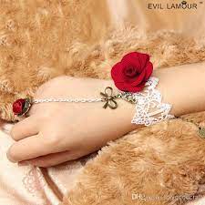 Lace Bridal Jewelry Wedding Party Bracelets Retro Gothic Harness Bracelet With Ring Chain Cuff Wristband Finger Ring Set Ws 41 Silver Jewelry Handmade Jewelry F Lace Bridal Jewelry Lace Bracelet Fashion Bracelets
