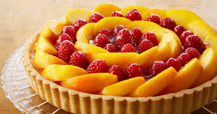 Tarte Aux Peches Et Aux Framboises Avec Fond De Creme Patissiere Zeste Recette Tarte Aux Peches Food Network Patissiere