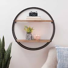 Once we found the perfect positioning, we taped the templates to the. Metal Circle Double Wood Plank Wall Shelf Kirklands