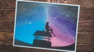 Cara mudah menggambar pemandangan malam dengan crayon dan cara gradasi warnanya. Galaxy Dan Gradasi Langit Malam Gambar Siluet Pemandangan Youtube